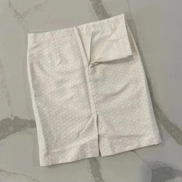 J. Crew Ivory Beige Pencil Skirt Geometric Textured Women's 10 Special Occasion - Picture 5 of 6